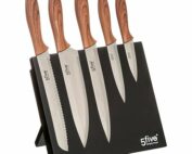 Bloc aimanté 5 couteaux design noir pour cuisine moderne Blackacia