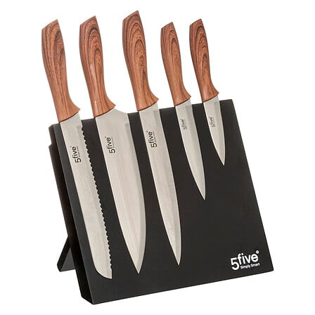 Bloc aimanté 5 couteaux design noir pour cuisine moderne Blackacia