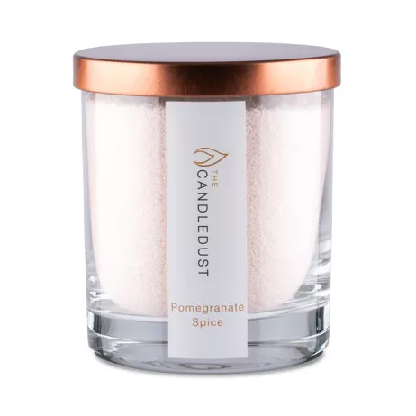 Bougie sable grenade épicée parfumée design luxe en verre transparent