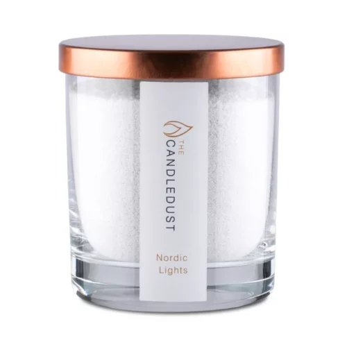 Bougie sable Aurores Boréales parfumée design luxe en verre transparent
