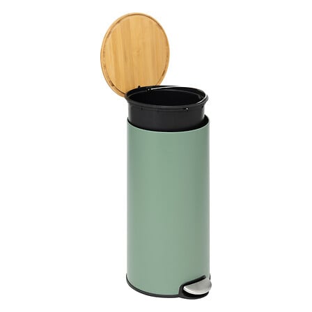 Poubelle à Pédale Design 30L Vert Sauge Bambou Modern Color
