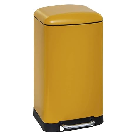 Poubelle design jaune Ariane 30L en métal pour cuisine moderne