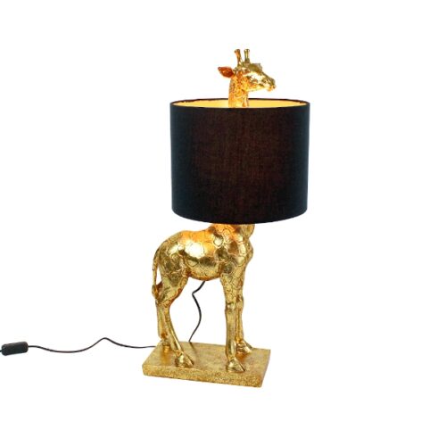 Lampe Girafe Lucie Noir/or design chic animalière doré noir