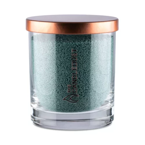 Bougie sable vert émeraude inodore design luxe en verre transparent