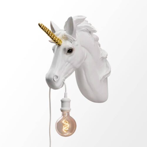 lampe murale licorne blanche corne dorée vue principale