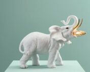 lampe éléphant design blanc et or décoration moderne