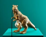 lampe dinosaure design dorée décoration originale moderne