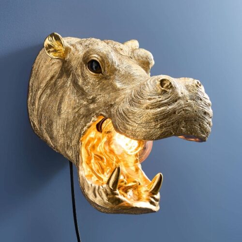 applique murale hippopotame doré lampe murale design