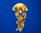 suspension méduse dorée design luminaire décoratif original