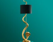 lampe serpent dorée design avec abat-jour noir décoration moderne