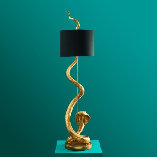lampe serpent dorée design avec abat-jour noir décoration moderne