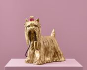 lampe chien design dorée yorkshire décoration moderne