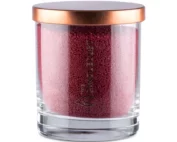 Bougie sable rouge sangria inodore design luxe en verre transparent