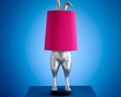 lampe lapin argent design abat jour rose luminaire décoratif moderne