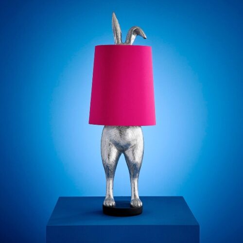 lampe lapin argent design abat jour rose luminaire décoratif moderne