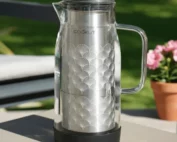 carafe filtrante design verre charbon actif coco sans plastique