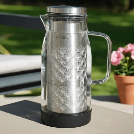 carafe filtrante design verre charbon actif coco sans plastique