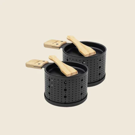 set raclette bougie 2 personnes design noir