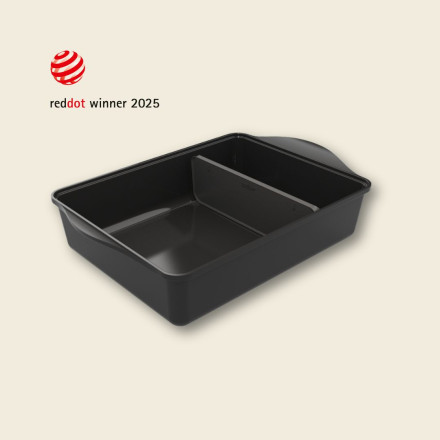 plat au four design graphite 40x27 avec séparateur ajustable