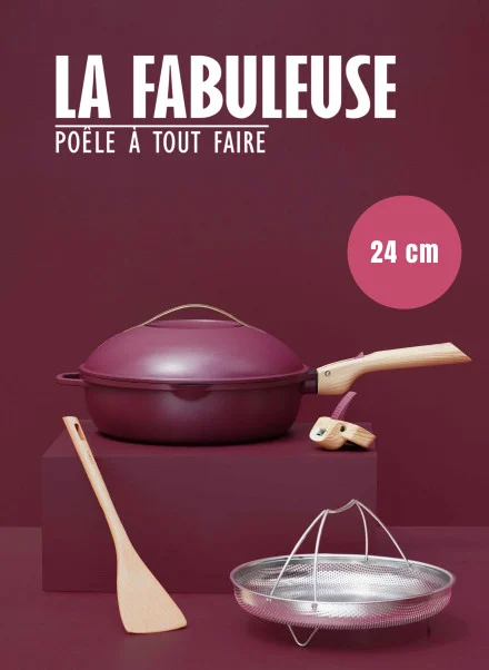 poele multifonction design rubis 24 cm tous feux avec couvercle