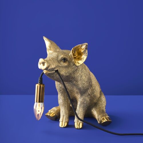 lampe cochon doré design moderne