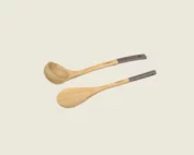 set cuillère louche bois naturel manche moka design